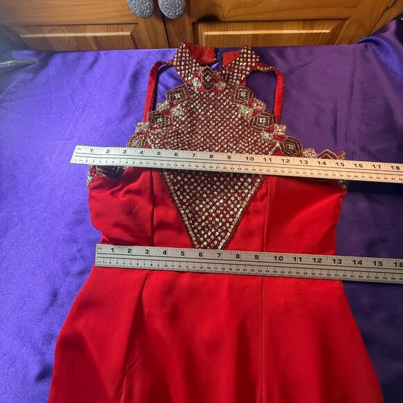 VTG 📌Ashley Ames 1990s Formal - Prom - Ball Richly Beaded Halter Neckline Gown - Picture 12 of 16